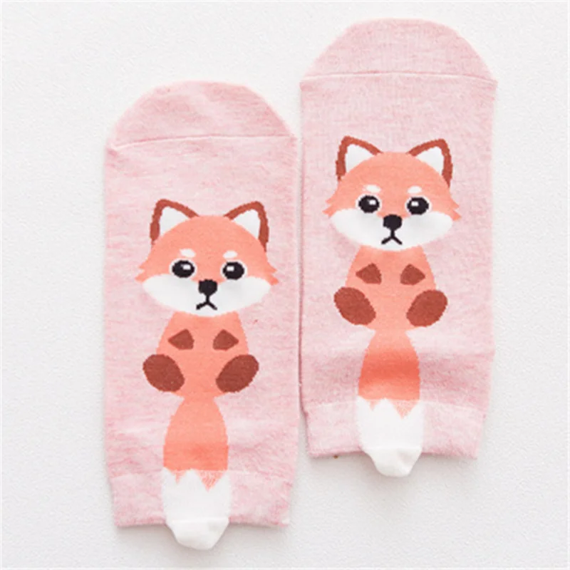 Long tail Pink Милая Одежда для девочек из хлопка с изображением лисы собаки цыпленок кот», «кролик» женские носки до голени смешные короткие носки Повседневное Pet Носки с рисунком «котята»; носки; Прямая поставка - Color: Long tail Pink