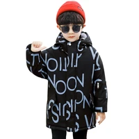 thicken outerwear for teen casual down jackets boys hooded coats letter print overcoat windproof warm tops winter padded clothes
