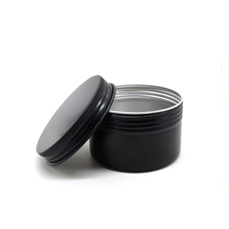 

50pcs 120g 4oz 68mmx42mm Matte Black Aluminum Jar For Cosmetic Powder Hair Wax Containers 120ml Metal Case Refillable Box