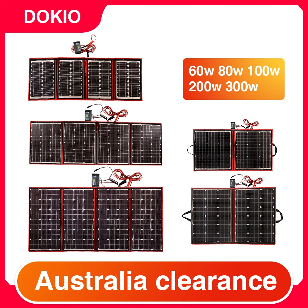 Складная солнечная панель Dokio 60/100/200/300 Вт 18 в 12 В|Солнечные элементы| |