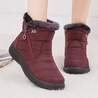 2021 womens short boots solid color zipper plus velvet waterproof snow boots comfortable and lightweight outdoor warm boots