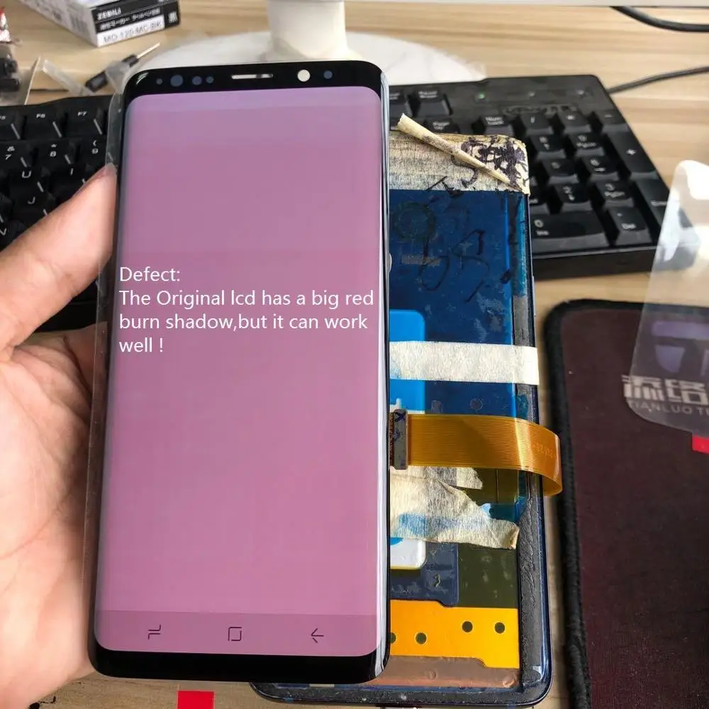 С большим красным ожогом AMOLED тестом для Samsung Galaxy S9 lcd G960 SM G960F с рамкой ЖК дисплей и