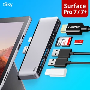 ISky для Microsoft поверхности Pro7 7 + Hub адаптер Pro 7 док-станция с HDMI-Совместимость USB3.0 USB-C SD TF концентратор Surface Pro 7 SP7