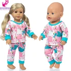 17 дюймовая Одежда для кукол, пижамный комплект с фламинго, 18 дюймовая одежда для сна в американском стиле