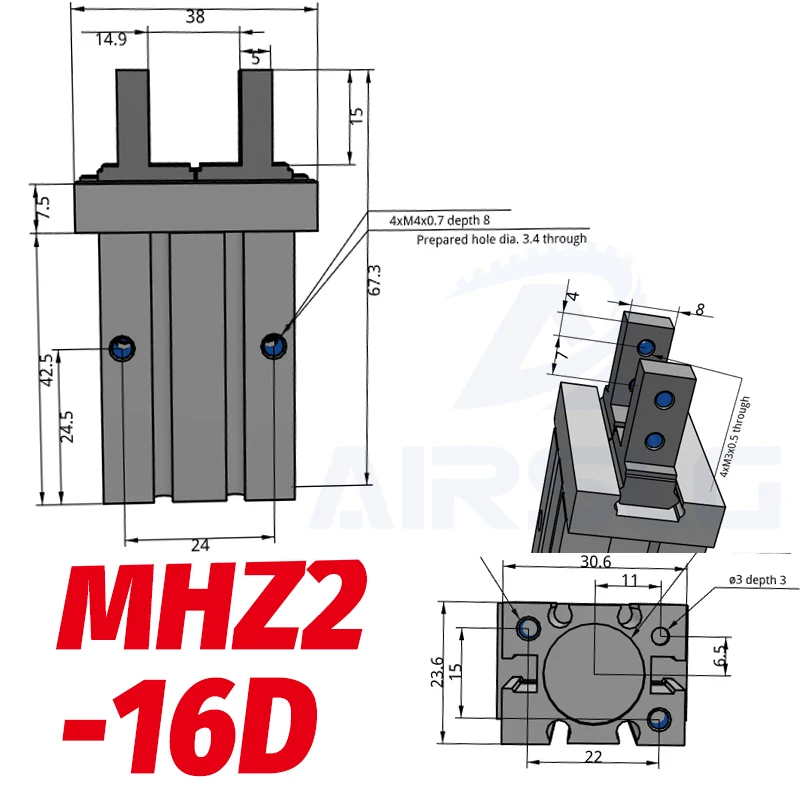 

HFZL16 пневматический параллельный захват двойного действия HFZ6 HFZ10 HFZ16 HFZ20 HFZ25 HFZ32 HFZ40 пневматический Алюминиевый зажим для пальцев