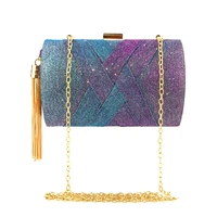 2021 luxury designer handbags women party clutch fashion weave discoloration fine flash tassel chain silk evening crossbody bags