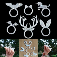 16 19mm animal ring crystal casting mold rabbit deer unicorn uv epoxy resin mold for diy jewelry making findings accessories