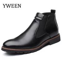 yween men chelsea boots autumn winter high help style waterproof men shoes fashion leather boots men plus size 38 48