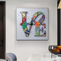 abstract graffiti love word art poster canvas painting cuadros posters prints wall art for living room home decor no frame