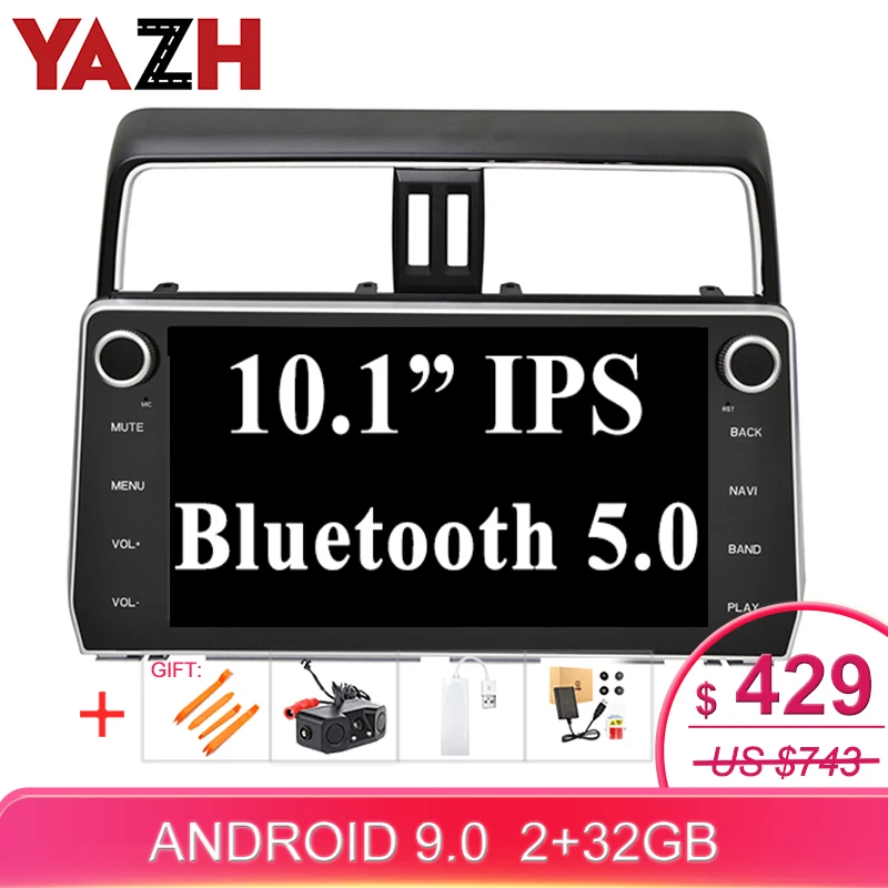 YAZH 2 Din Android 9 0 сенсорный экран автомобильный плеер gps навигация Радио для Toyota prado 2018