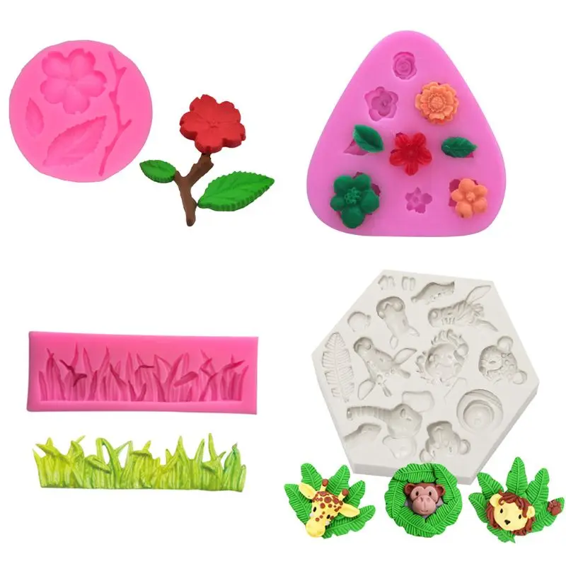 

4Pcs Animal Silicone Mold Fondant Mold for Chocolate Polymer Clay Decoration Drop shipping