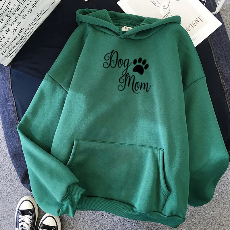 

Dog Mom Women unisex student Hoodies Women Long Sleeve Sweatshirt Women Heart-shaped Print Hoodie Sudadera Female Streetwear