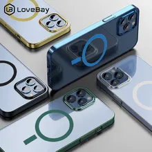 Electroplated Hard PC for Magnet Phone Case For iPhone 12 Mini Pro Max Wireless Charger Magnetic Transparent Charging Cases