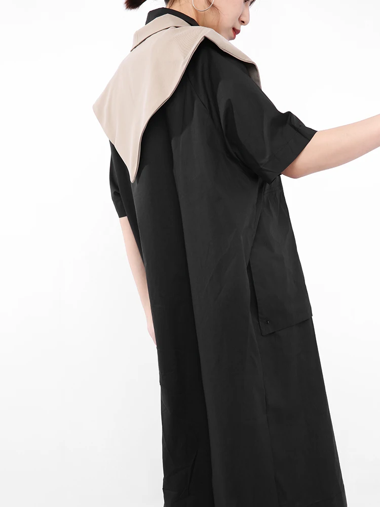 

[EAM] Women Loose Fit Khaki Black Brief Irregular Split Joint Vest New Lapel Sleeveless Fashion Tide Spring Summer 2021 1U52704