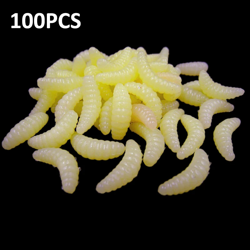 100pcs 2.4cm Smell hand pole bait fishing lure soft bread bug bionic grubs trout hot Hand Pole Bait Carp 8 | Спорт и развлечения