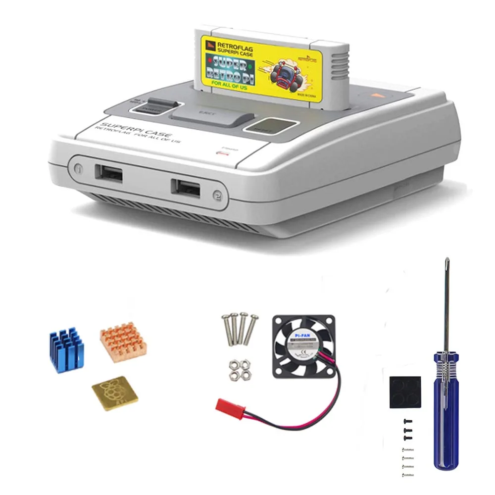 Чехол Retroflag SUPERPi чехол-J NESPi чехол с вентилятором coolling + радиатор для Raspberry Pi 3B Plus (3B