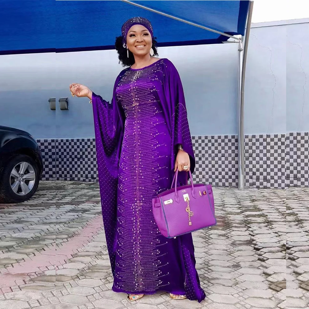 African Dresses for Women Dashiki Diamond Beads African Abaya Dubai Muslim Dress Robe Africa Plus Size Dress