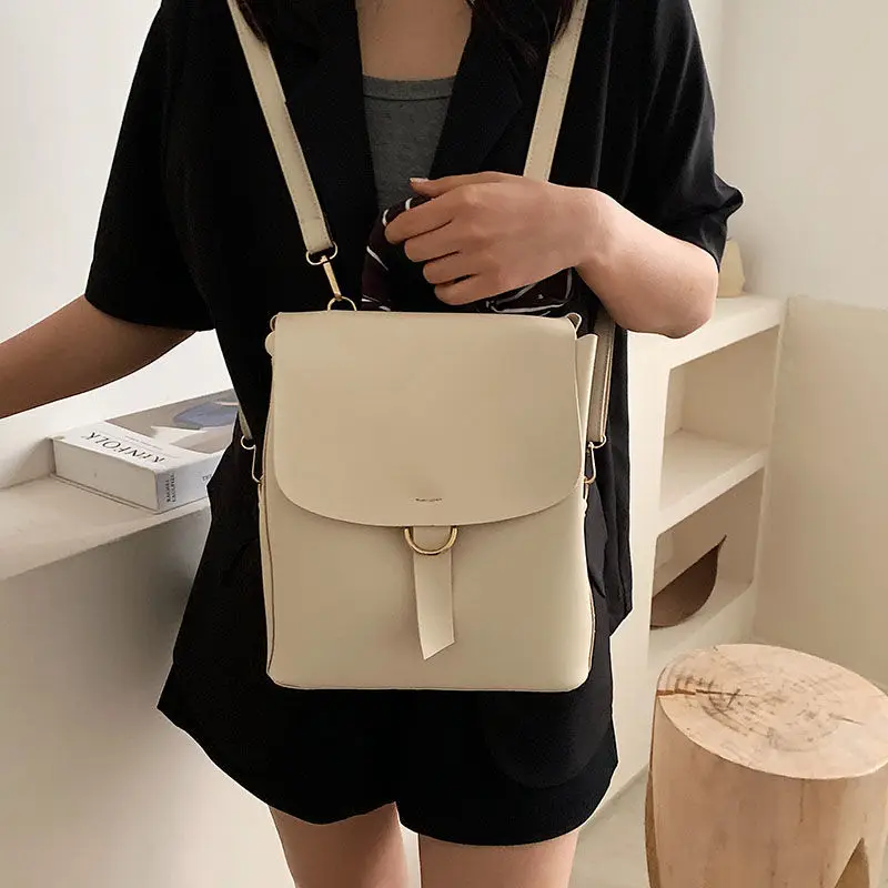 

Textured Backpack Women's New Fashionable Korean Style Soft Leather Small Backpack Simple All-Match Casual Travel Bag Bags for