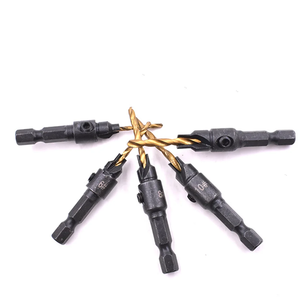 

5Pcs Countersink Drill Bit Set 1/4'' Hex Shank HSS Woodworking Screw Holes