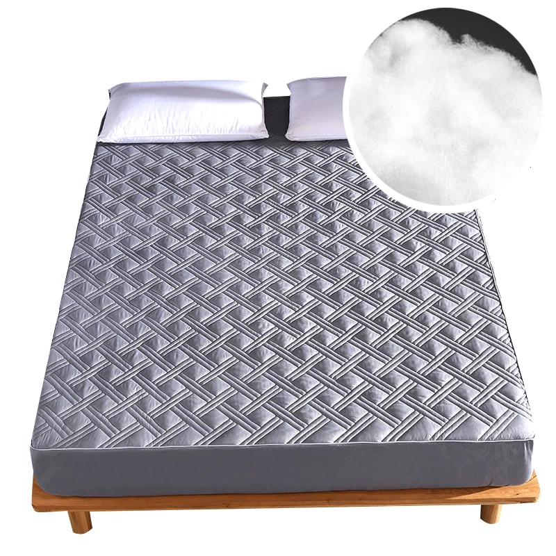 Стеганая однотонная простыня для матраса постельное белье с эластичной лентой