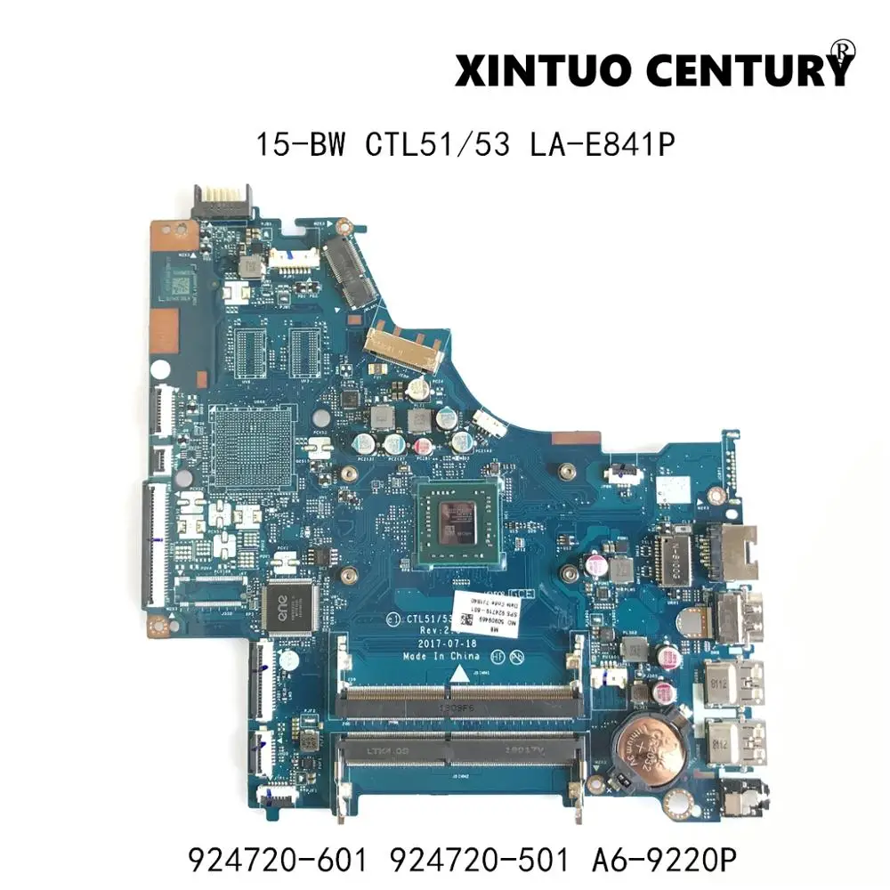 

924720-601 924720-501 для HP 15-BW Материнская плата ноутбука CTL51/53 LA-E841P материнская плата AMD A6-9220P Процессор 100% тестирование работы