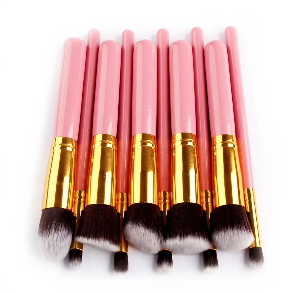 Посылка 10 переносная Кисть для макияжа большая Деревянная ручка черный Золотой