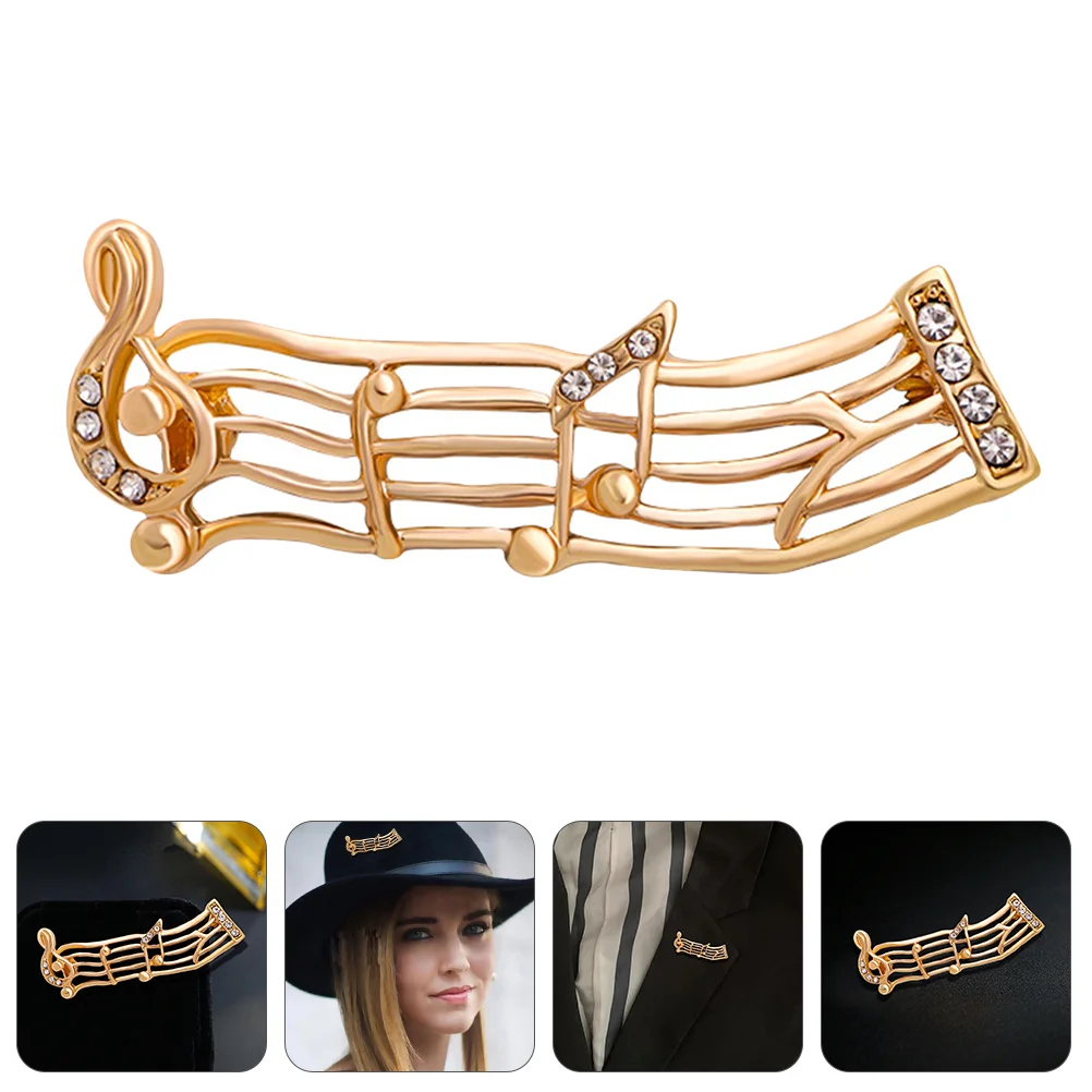 

Musical Notes Brooch Shining Rhinestone Studded Breastpin Alloy Sweater Brooch