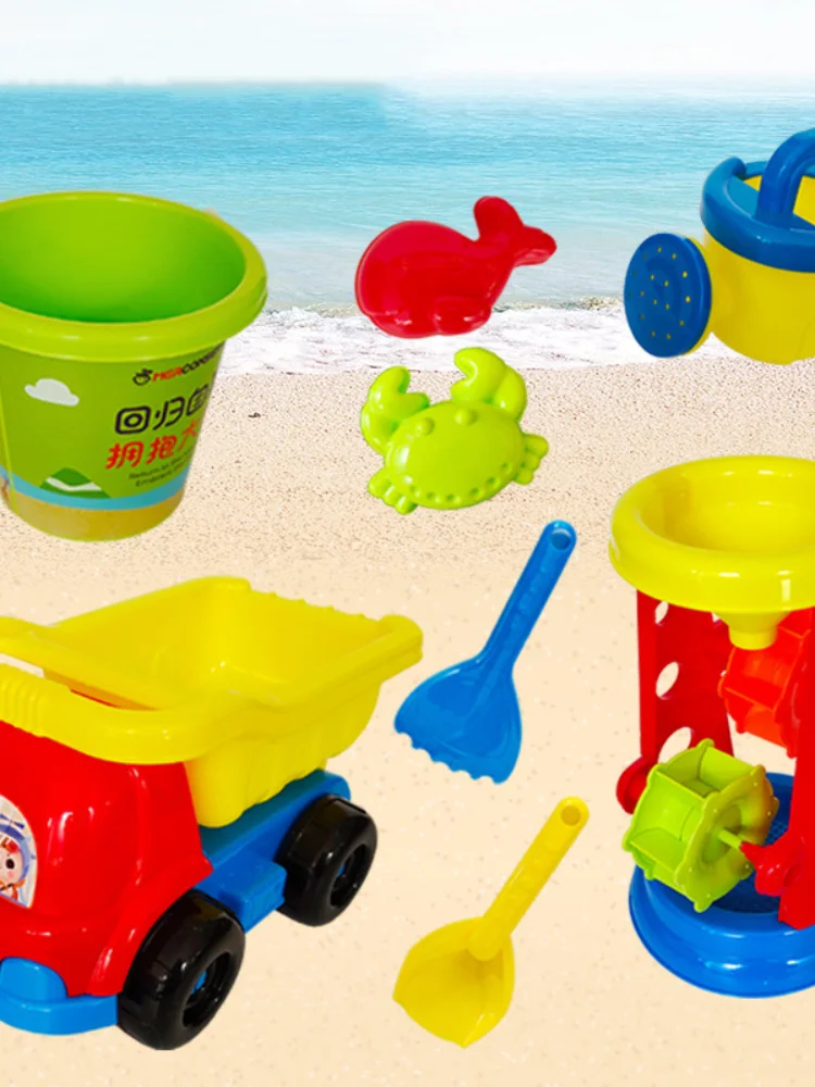 

Beach toys sand play set with cart watering can bucket animal model toys kids baby outdoor kit set toy for beach