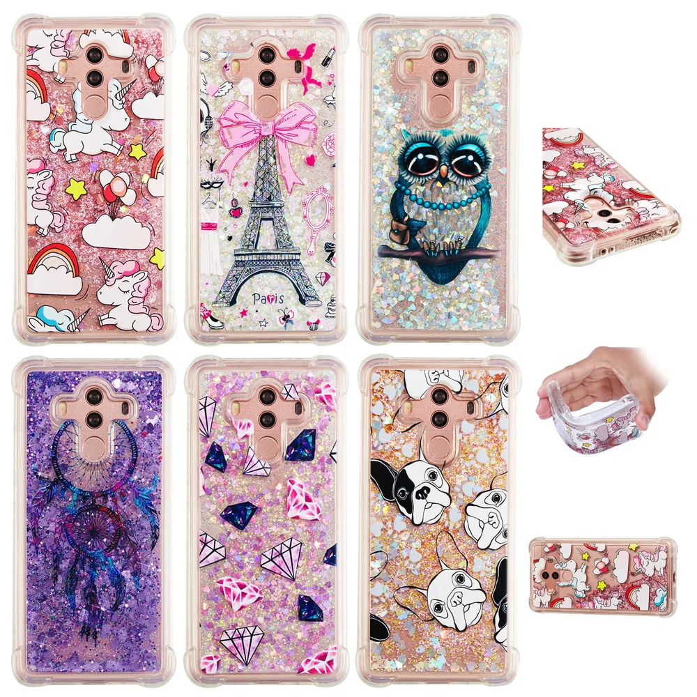 Bling Case for Huawei Mate 10 Pro Soft Silicone Bumper Cover Mate10 BLA-L29 BLA-L09 Cute Glitter Liquid Cases BLA L29 L09 | Мобильные