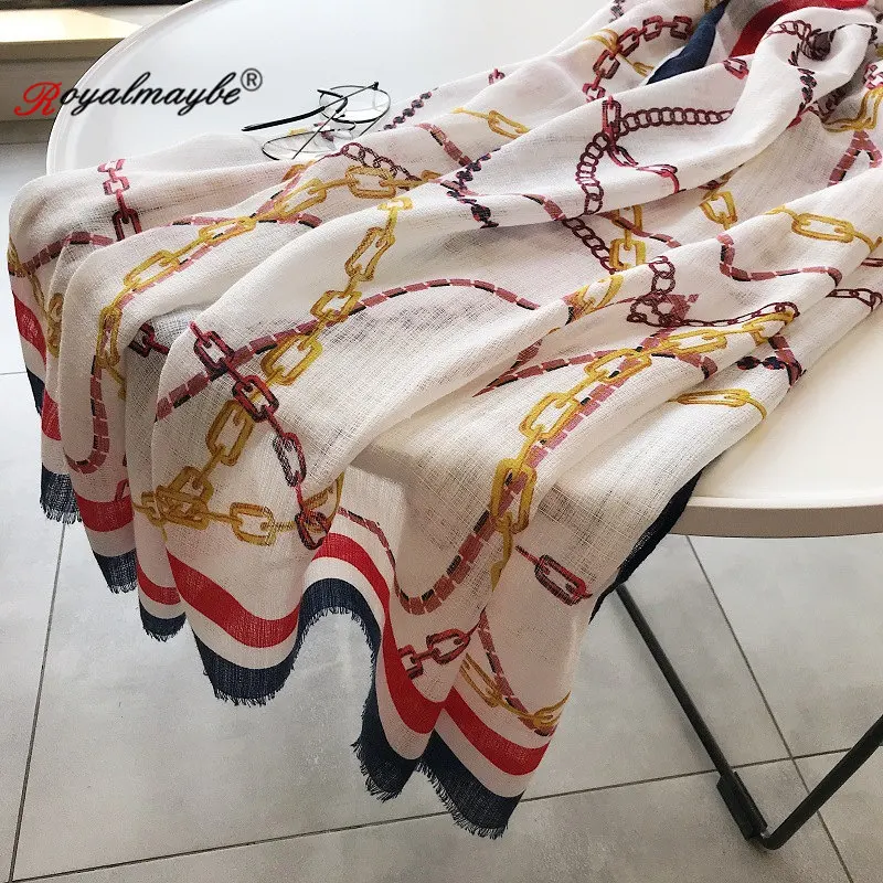 Royalmaybe хлопковый шарф женские шелковые шарфы Модные осенне-зимние теплые дизайнерские черные шали с принтом с фабрики прямые продажи