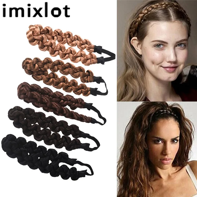 

Imixlot Creative Vintage Headband Braids Hair Band Headwear Elastic Weave Hair Accessories Women Girls Fashion Hair Ornaments