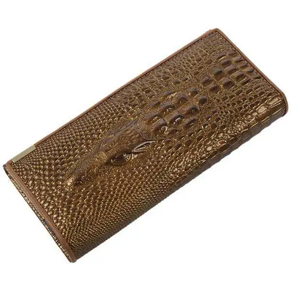 gold Женский кошелек, кошельки для монет, держатели, лакированная кожа, 3D тиснение, Аллигатор, для девушек, крокодил, длинный клатч, кошельки(Темный R - Цвет: gold