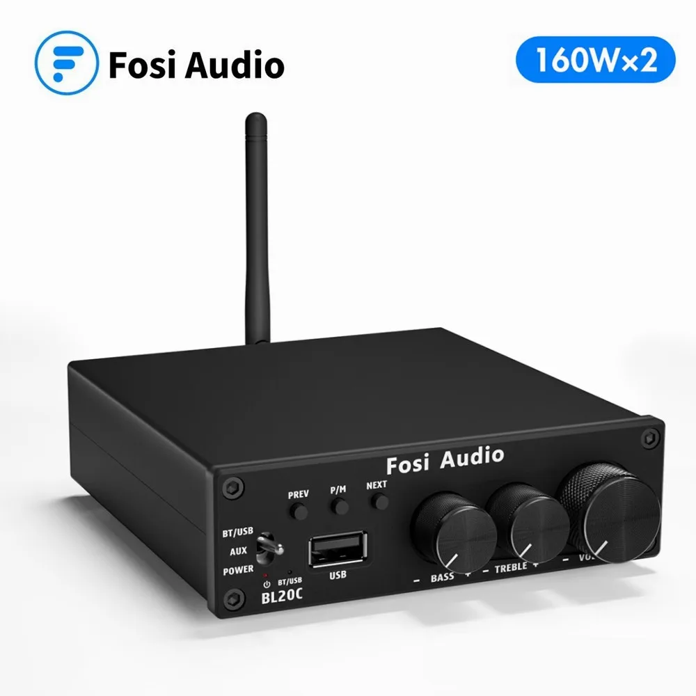 Fosi аудио 160 Вт BL20C Bluetooth Антенна усилитель мощности HiFi 2 1 Mini Class D Amp U диск плеер для