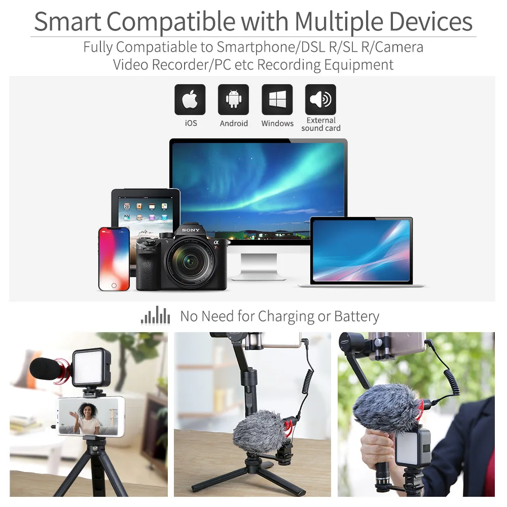 Конденсаторный микрофон для видеокамеры FEELWORLD FM8 Mini 3 5 мм интервью Youtube Canon DSLR Zhiyun