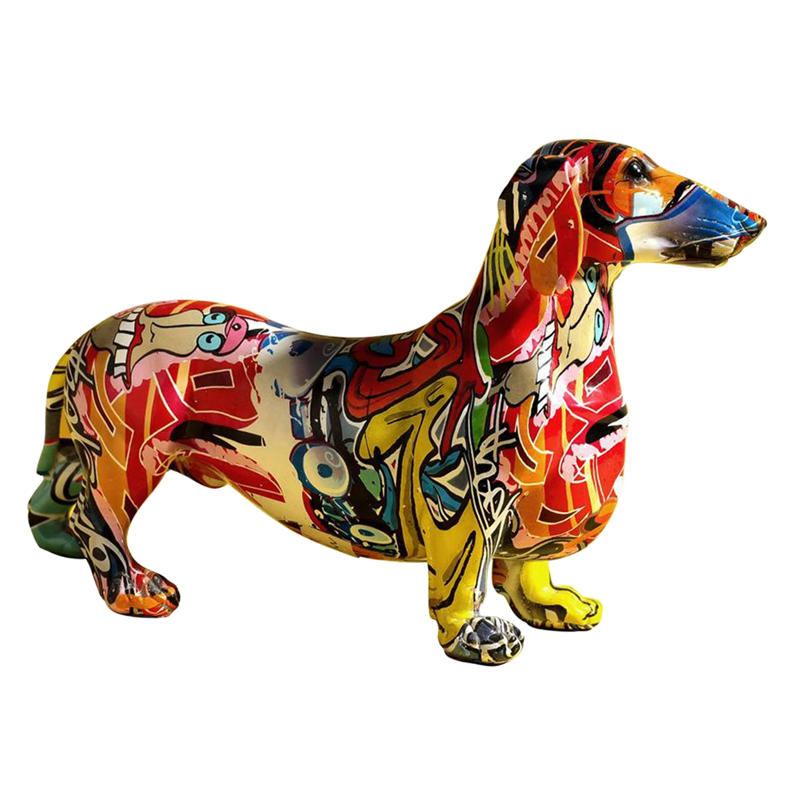 

Nordic Painted Colorful Dachshund Collectible Dog Figurine Sculpture Statue Ornament Art Crafts Sculpture Ornament Gifts Decor