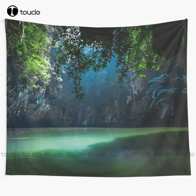 

Lagoon Jungle Forest Nature Mountain Landscape Lake Water Tapestry Mens Tapestry Blanket Tapestry Bedroom Bedspread Decoration