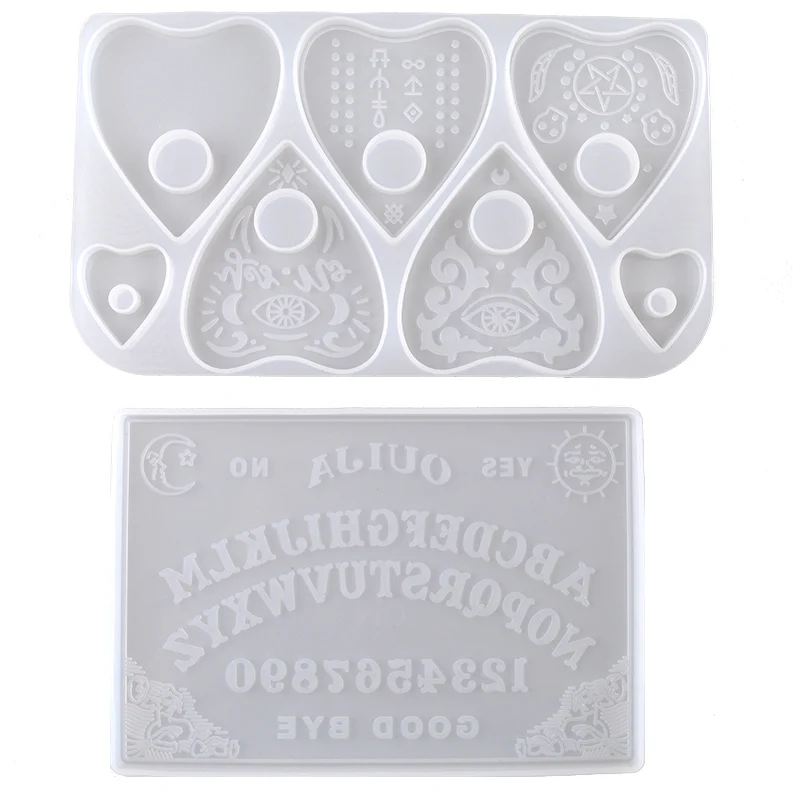 Gothic Witchcraft Ouija Board Heart Planchette Pendant Keychain Resin Mold Epoxy Silicon Mould For Jewelry DIY Craft gothic witchcraft board heart pendant keychain resin mold ouijas planchette with hole silicone resin mold art crafts