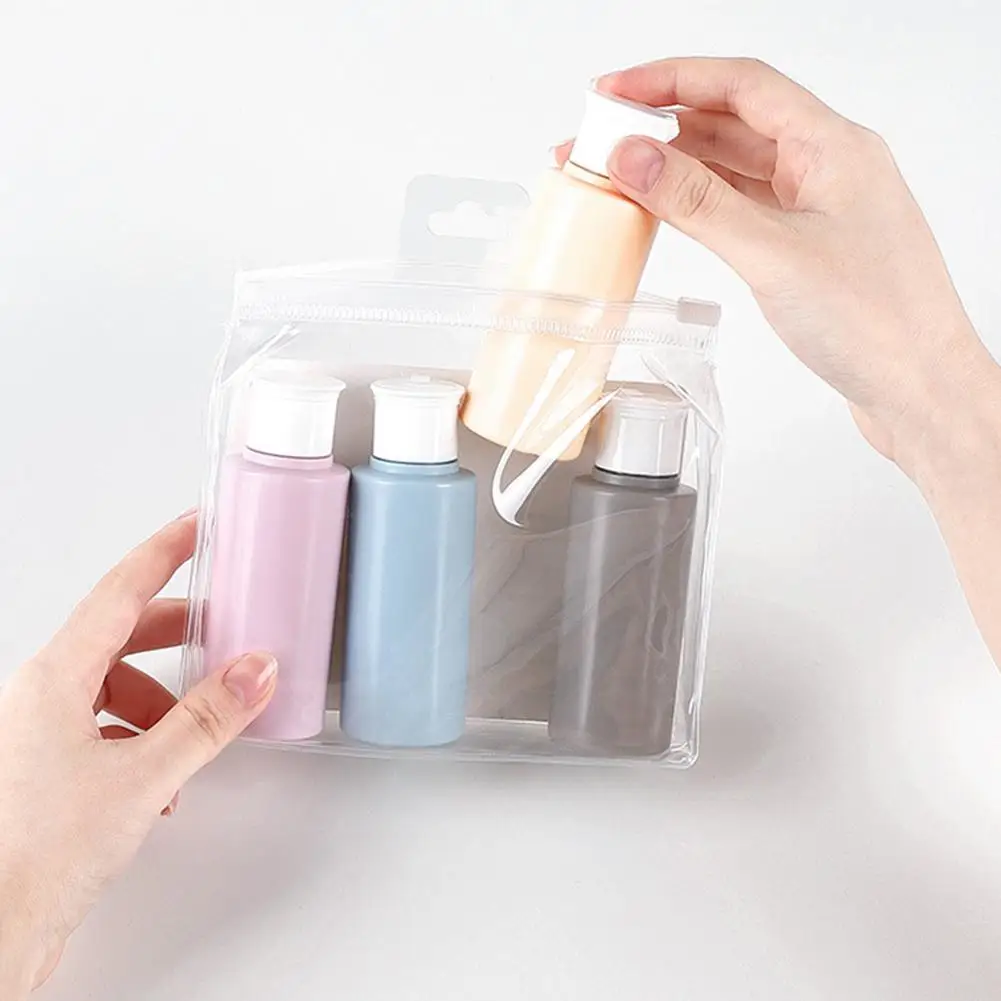 4 бутылки переносные дорожные набор герметичных сжимаемых туалетных