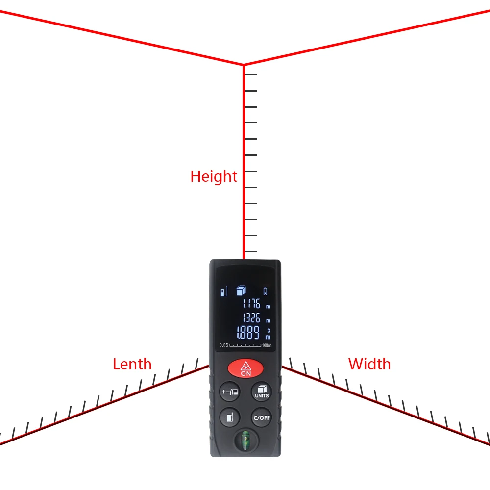 Новый цифровой лазерный дальномер 40 м 60 80 100 уровень площади измеритель объема