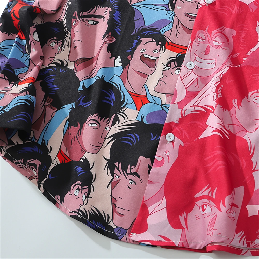 

Hip Hop Shirt Long Sleeve Oversized Harajuku Shirt Streetwear Loose Hawaiian Shirt Patchwork Autumn Casual Tops Hip Hop Clothes
