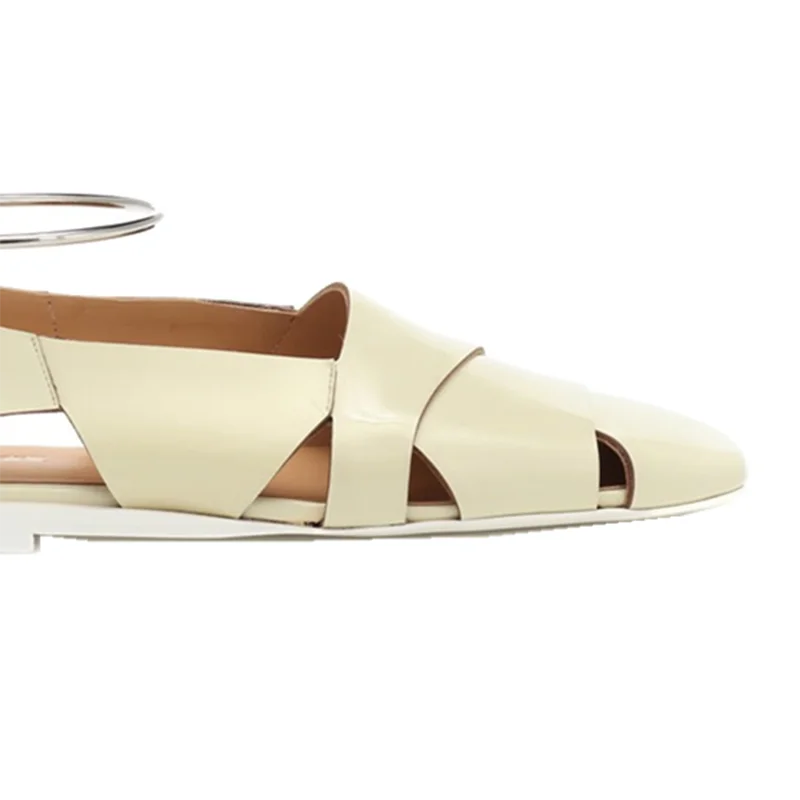 DEAT/простые женские туфли с квадратным носком на плоской подошве металлической