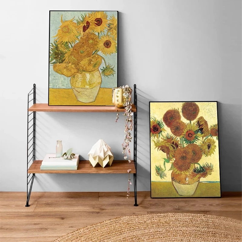 Абстрактная известная картина Ван Гога с изображением подсолнуха плакат и