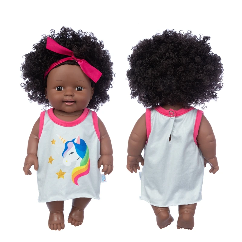 

New Pony Dress 30cm African baby dolls silicone viny 8inch Reborn baby poupee boneca baby soft toy children gift