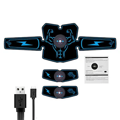 Черный USB зарядка тренажерный зал стимулятор мышц живота EMS Электрический массаж дома фитнес-машина для похудения Сжигание жира живота тренировка - Цвет: Черный