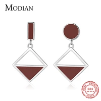 modian irregular red enamel drop earrings 100 real 925 sterling silver sweet charm swing dangle for women fine jewelry arete