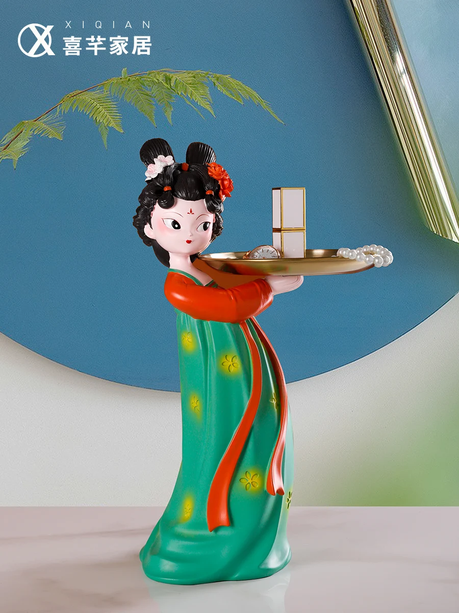 

Creative Living Room Decorations Palace Museum Hallway Key Decoration Storage Tray Chinese Style Housewarming Tang Lady