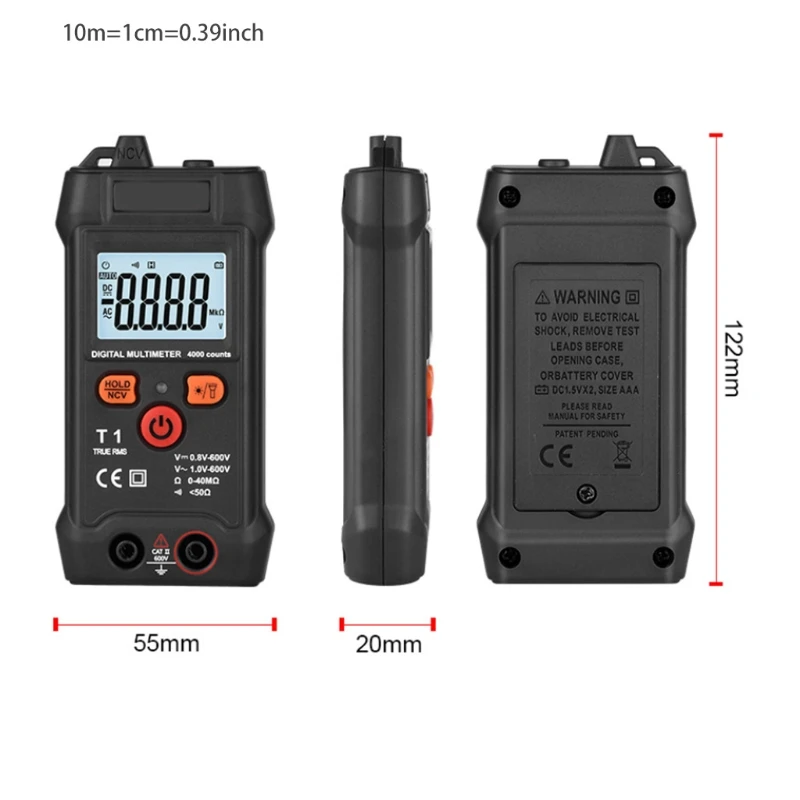 

Y1UD Digital Multimeter Auto-Ranging Meter TRMS 4000 Counts Meter Voltage Tester Voltmeter Resistance Meter On-off Buzzer