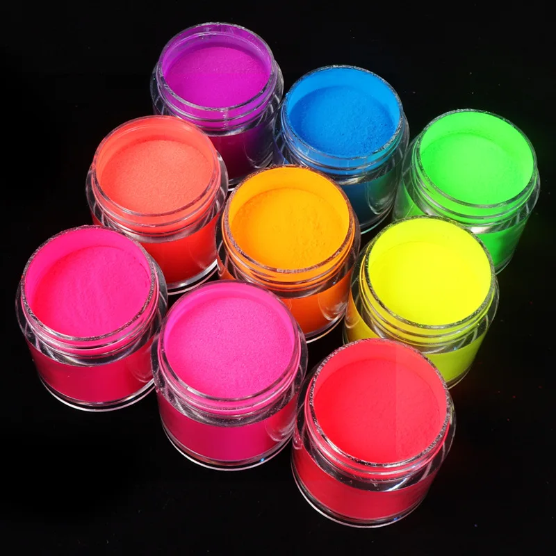 

10ml Neon Pigment Powder Fluorescent Nail Glitter Set Shinny Ombre Chrome Dust DIY Gel Polish Manicure For Nails Art Decoration