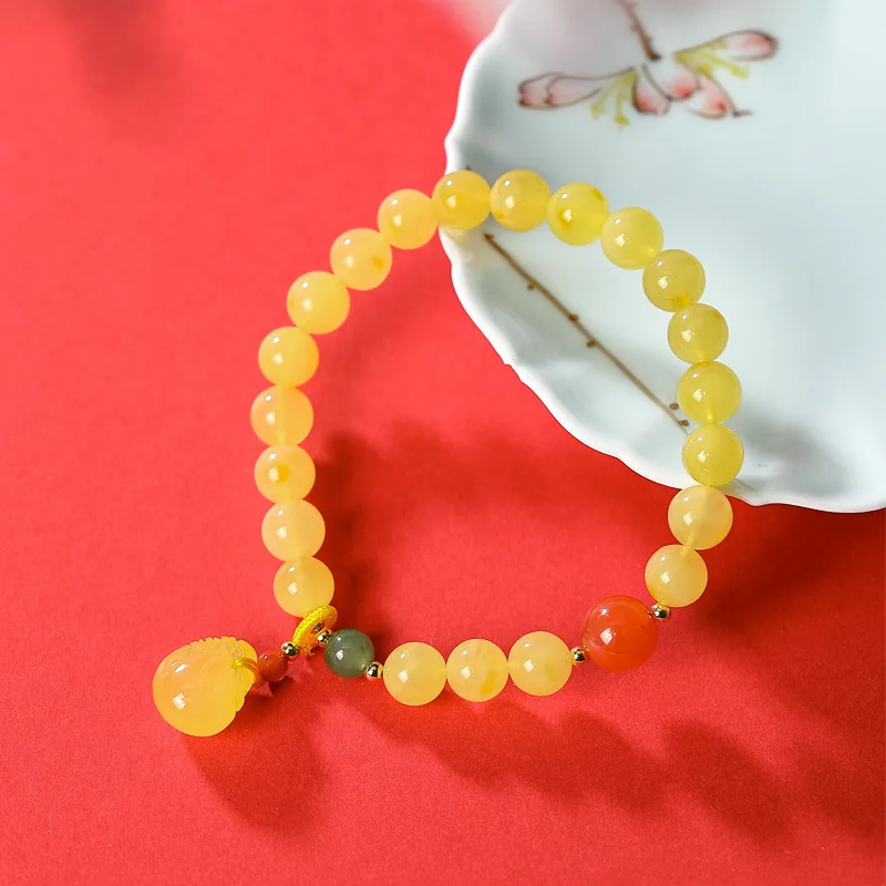 Натуральный Балтийский Янтарный эластичный браслет с южным красным агатом