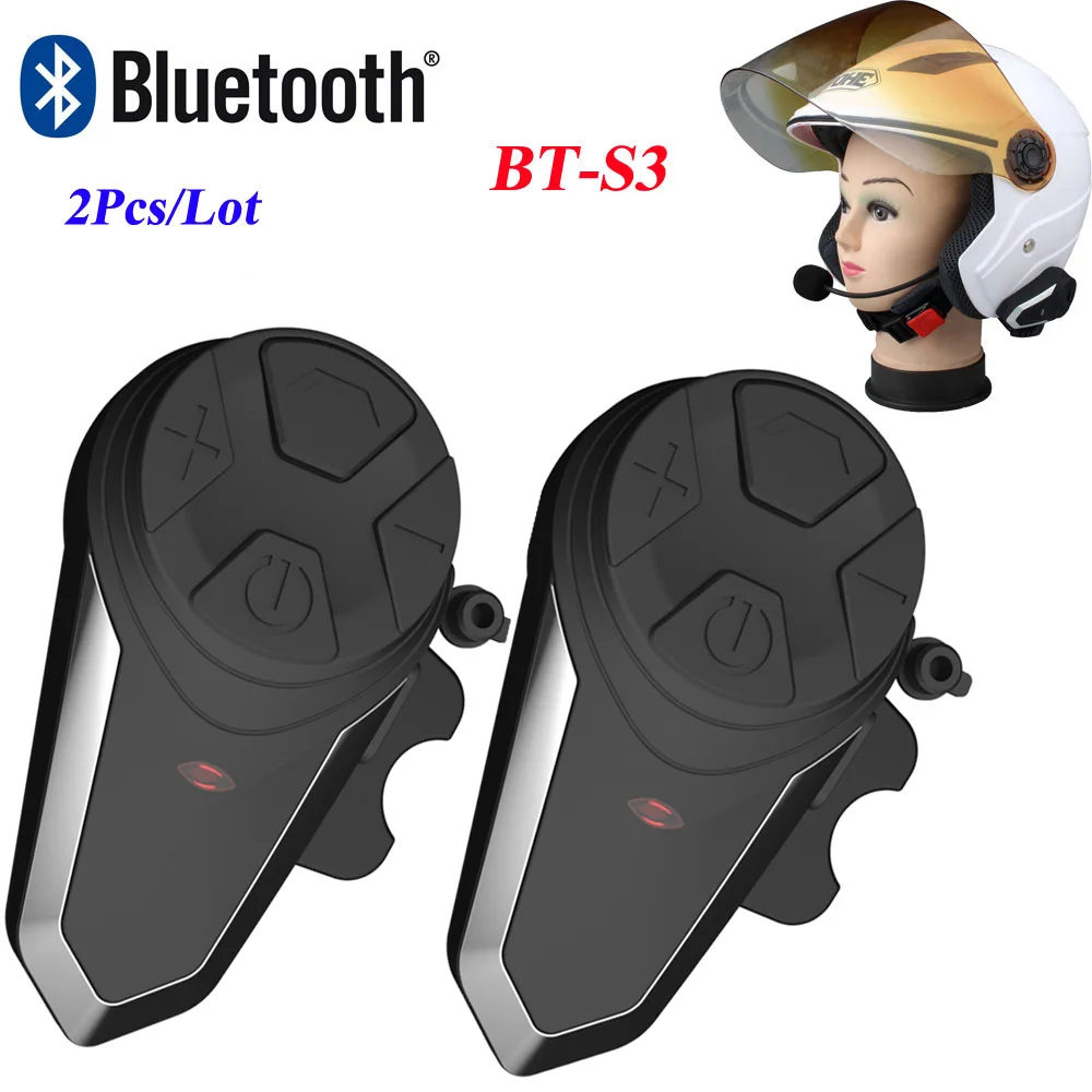 BT-S3 Helmet Intercom Moto Walkie Talkie Bluetooth Interphone Headset with FM Wireless Motorcycle Helmet Interphone Headsets